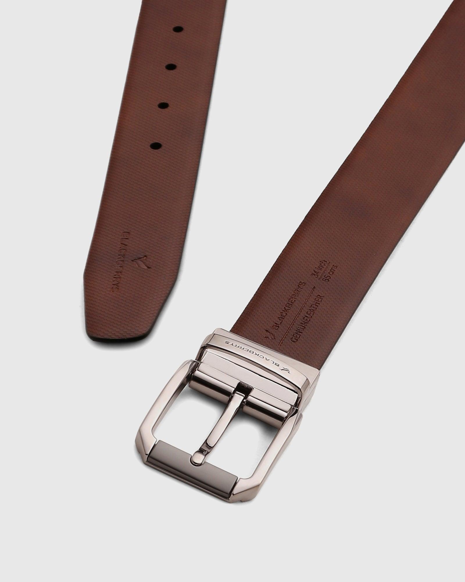 Textured Reversible Belt In Tan Navy (Solomon) - Blackberrys