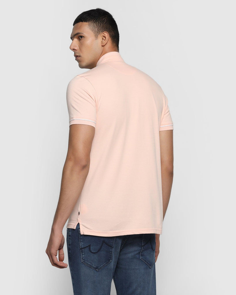 Stylized Collar Peach Textured T-Shirt - Kore