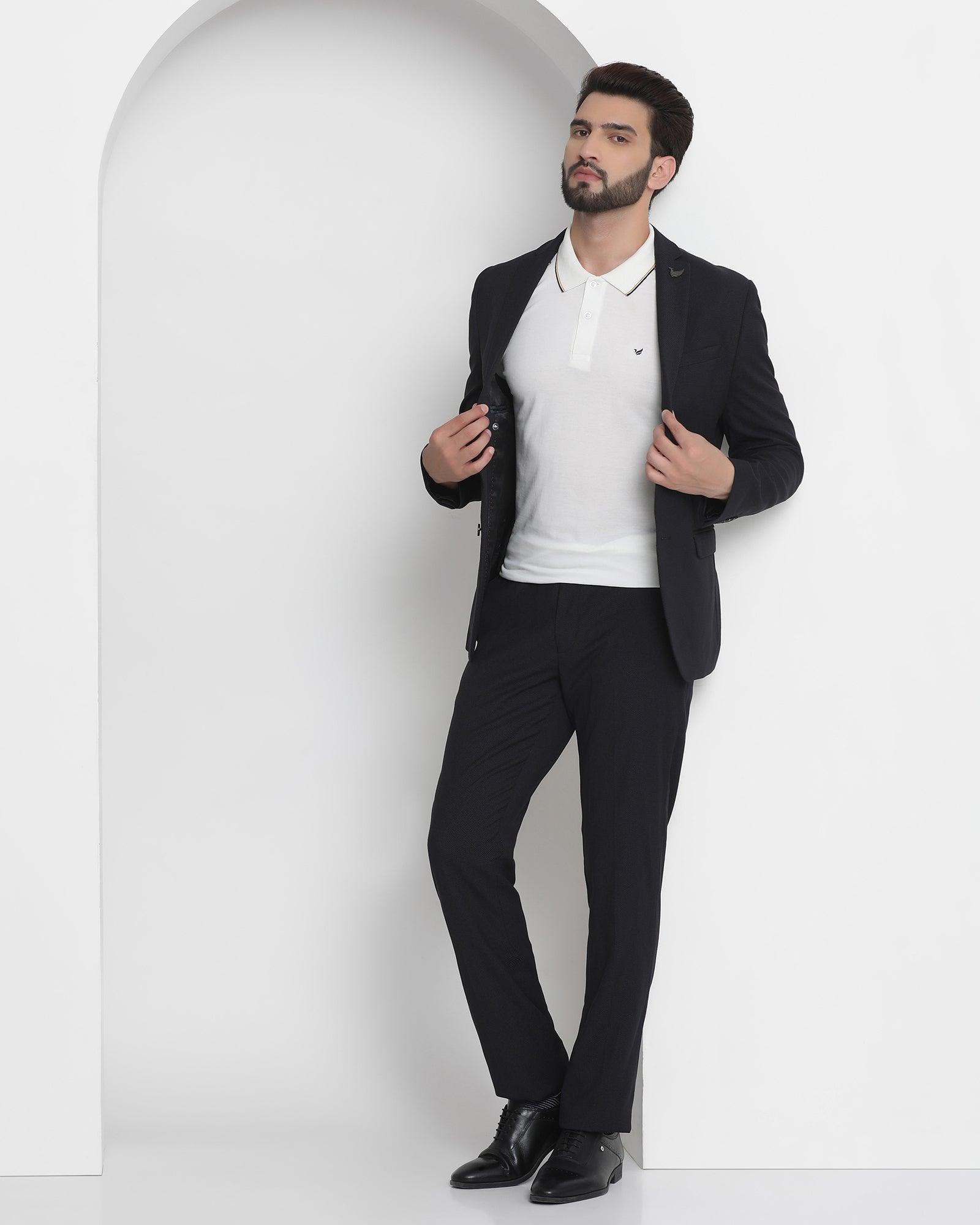 Black and shop white formal suit