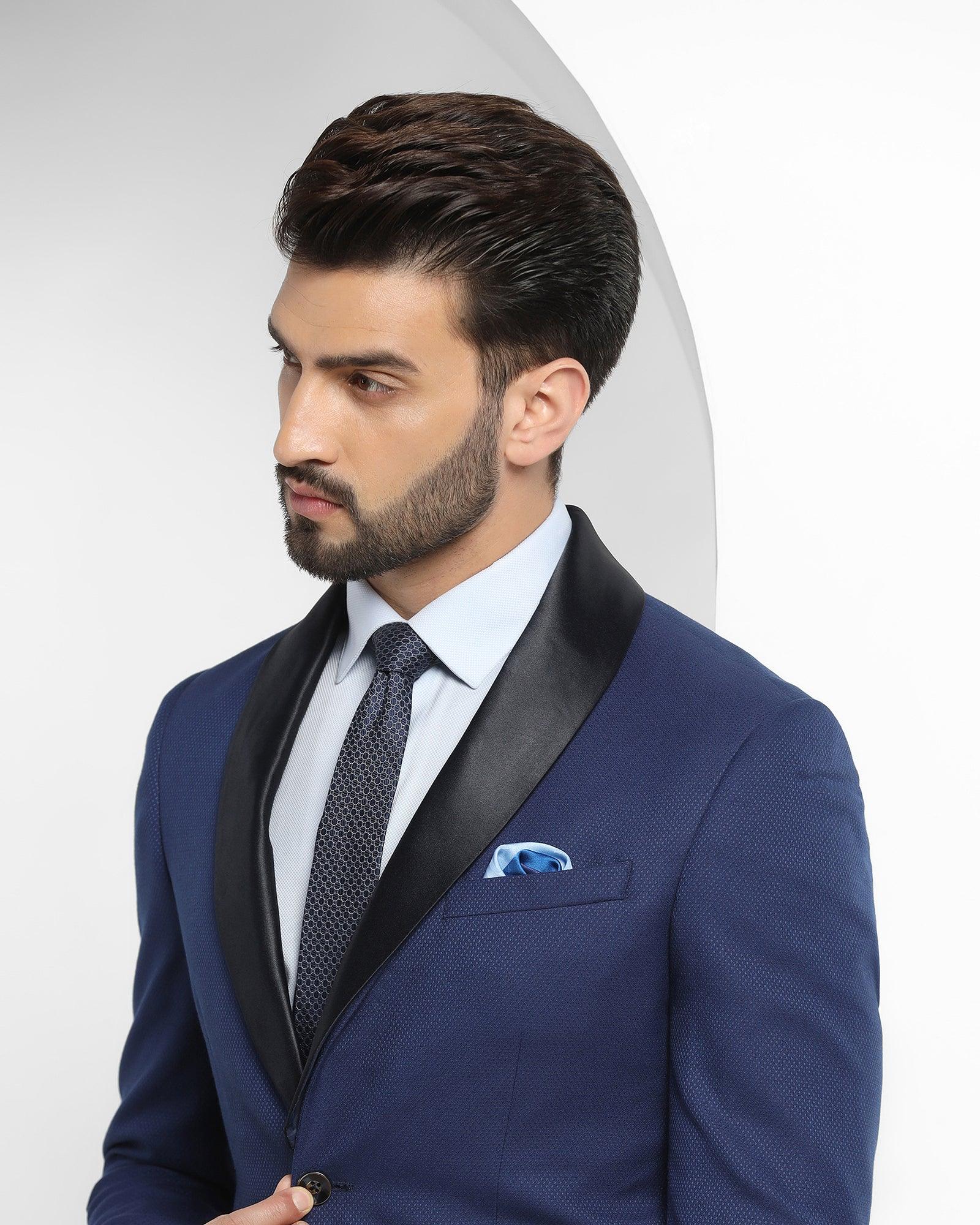 Tuxedo Two Piece Navy Textured Formal Suit - Gregory