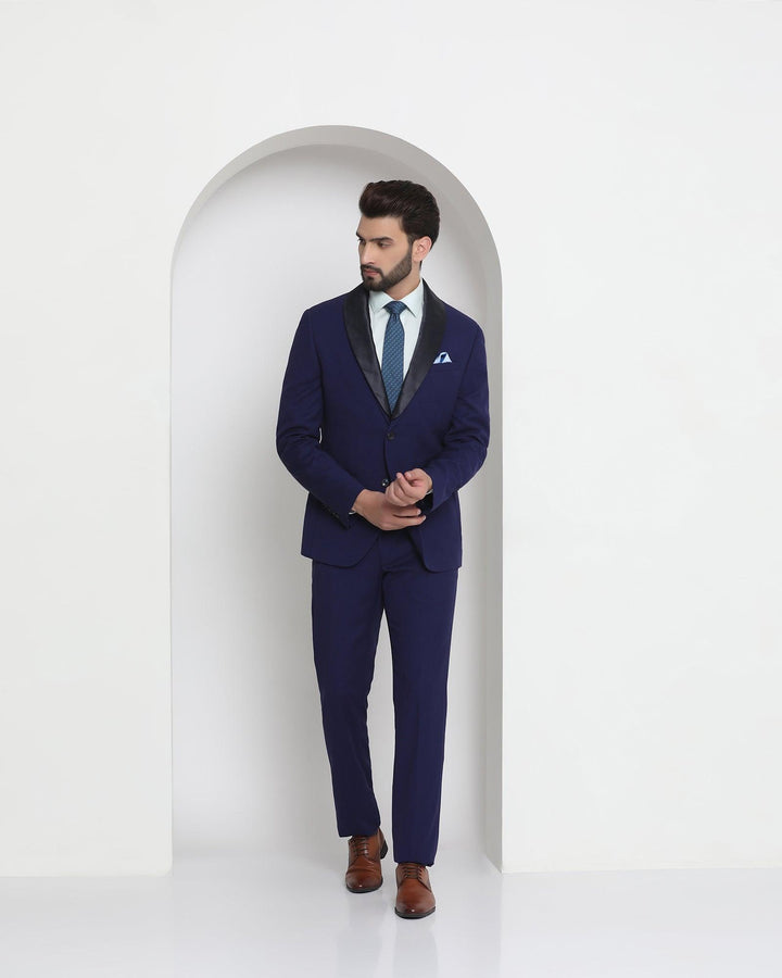 Tuxedo Two Piece Navy Textured Formal Suit - Thames