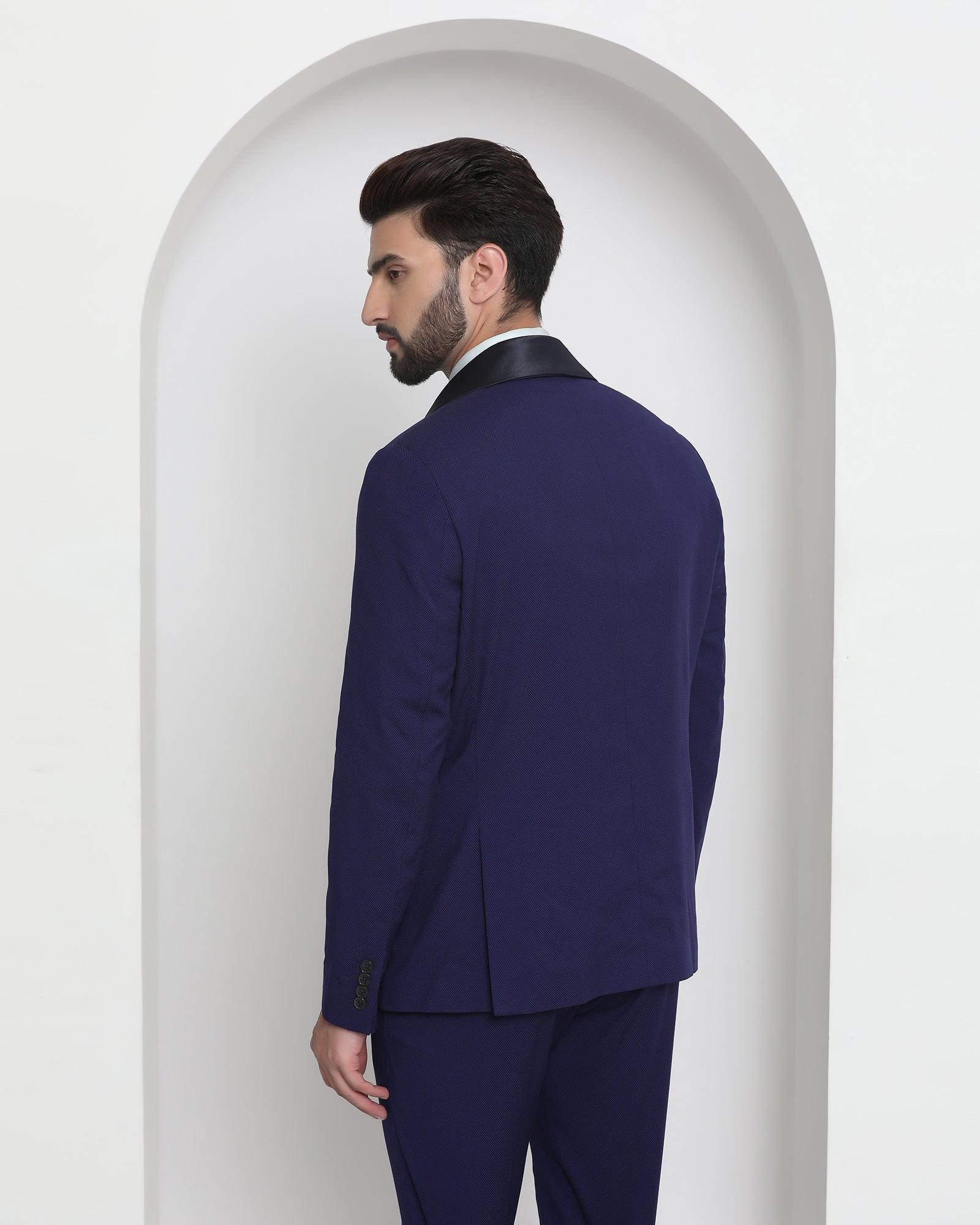 Tuxedo Two Piece Navy Textured Formal Suit - Thames