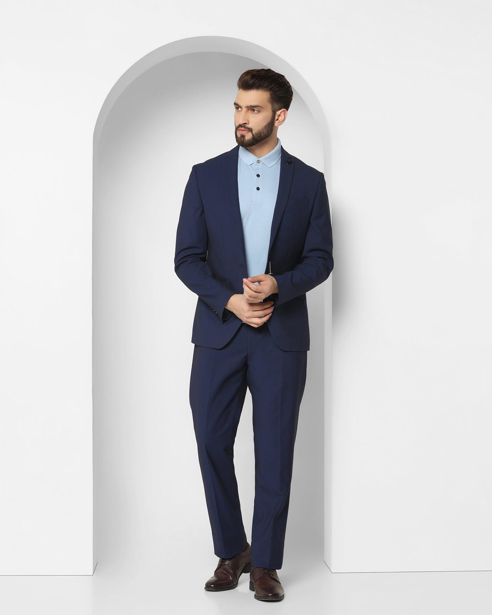 Tuxedo Three Piece Navy Textured Formal Suit - Rodrigo