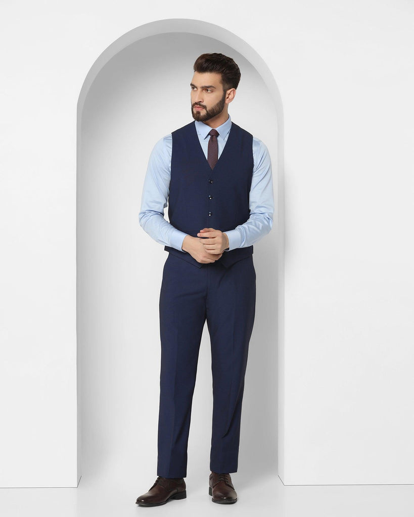 Tuxedo Three Piece Navy Textured Formal Suit - Rodrigo