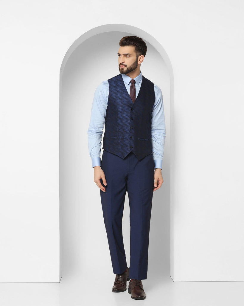 Tuxedo Three Piece Navy Textured Formal Suit - Rodrigo