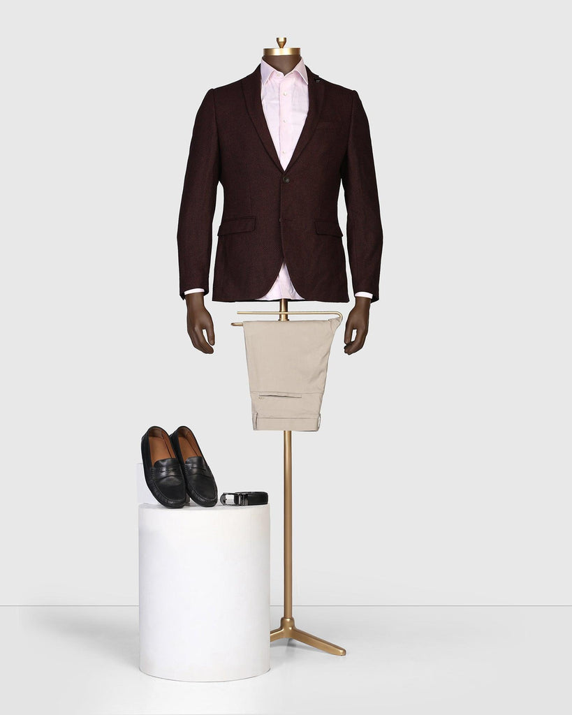 Tuxedo Three Piece Wine Textured Formal Suit - Fiesta