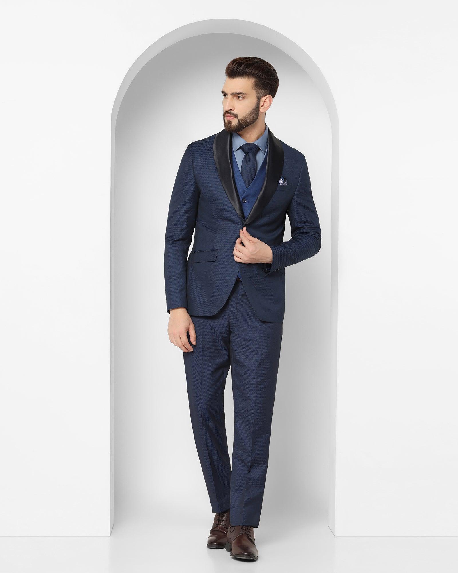 Tuxedo Multitude 6X Navy Textured Formal Suit - Erasmo