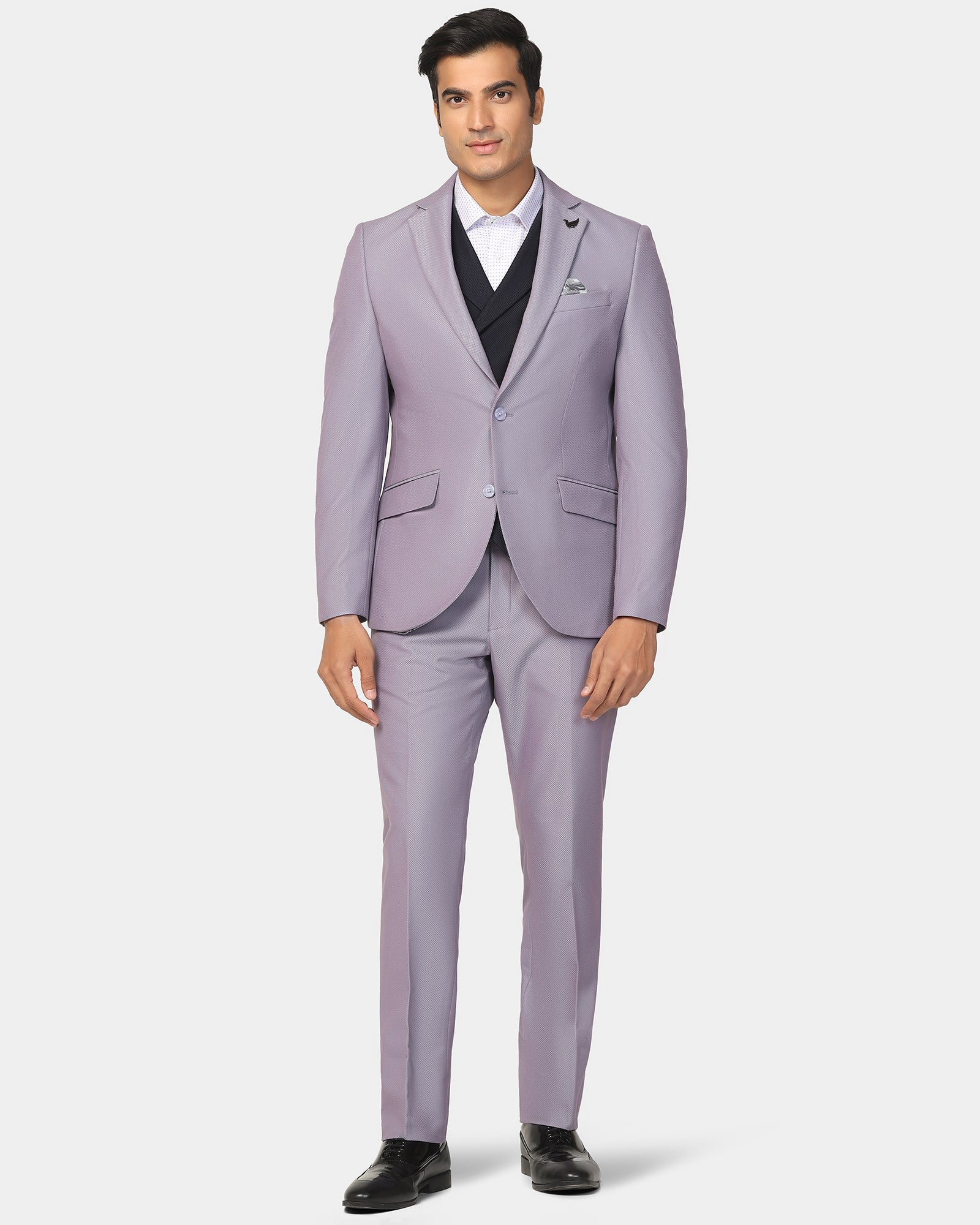 Three Piece Lavender Textured Formal Suit Ronnie