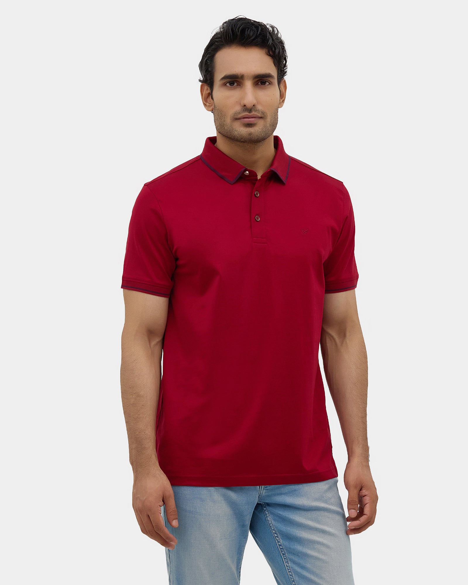 Tomato Rust Solid Polo - Ae Ryun