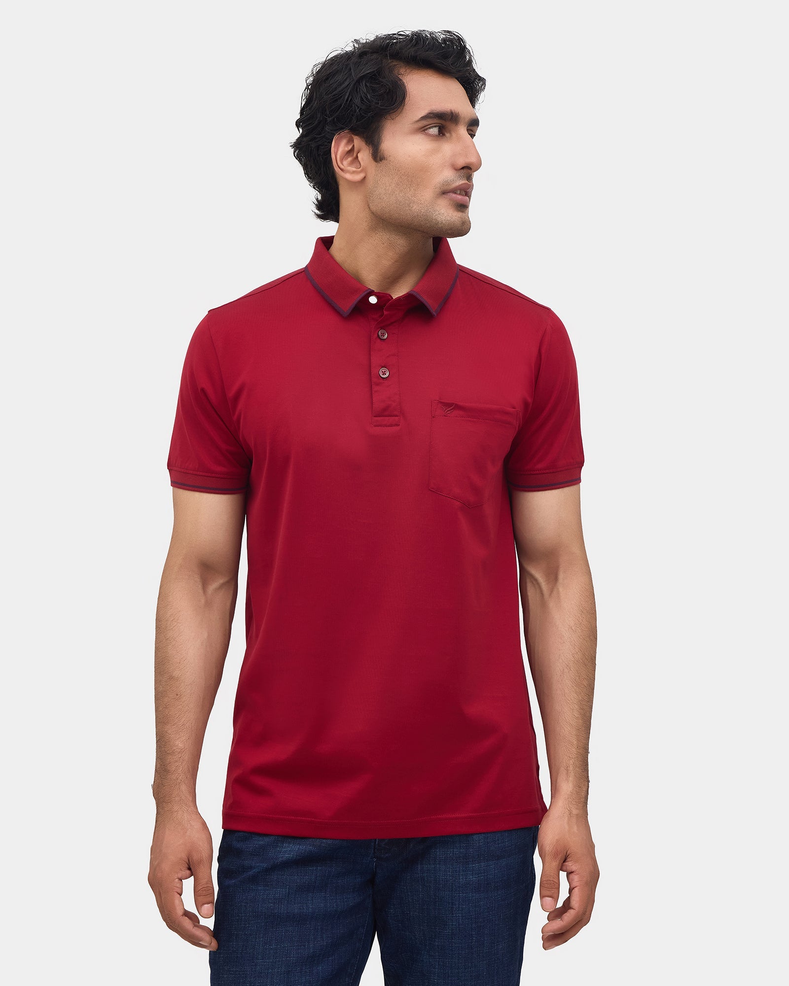 Tomato Rust Solid Polo - Ae Ryun
