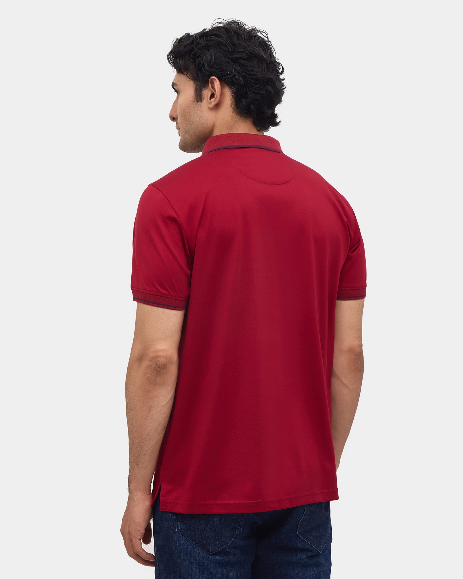 Tomato Rust Solid Polo - Ae Ryun
