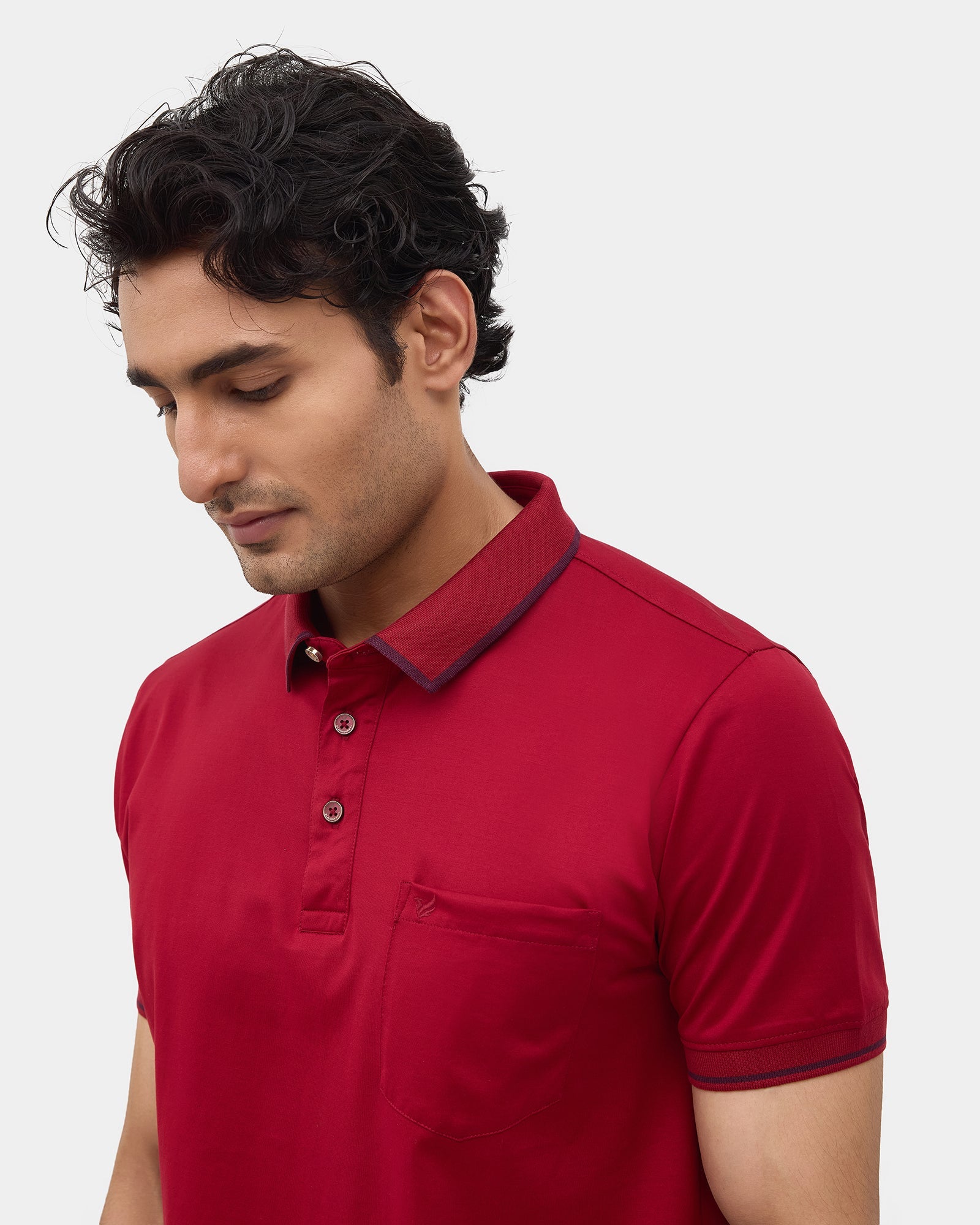 Tomato Rust Solid Polo - Ae Ryun