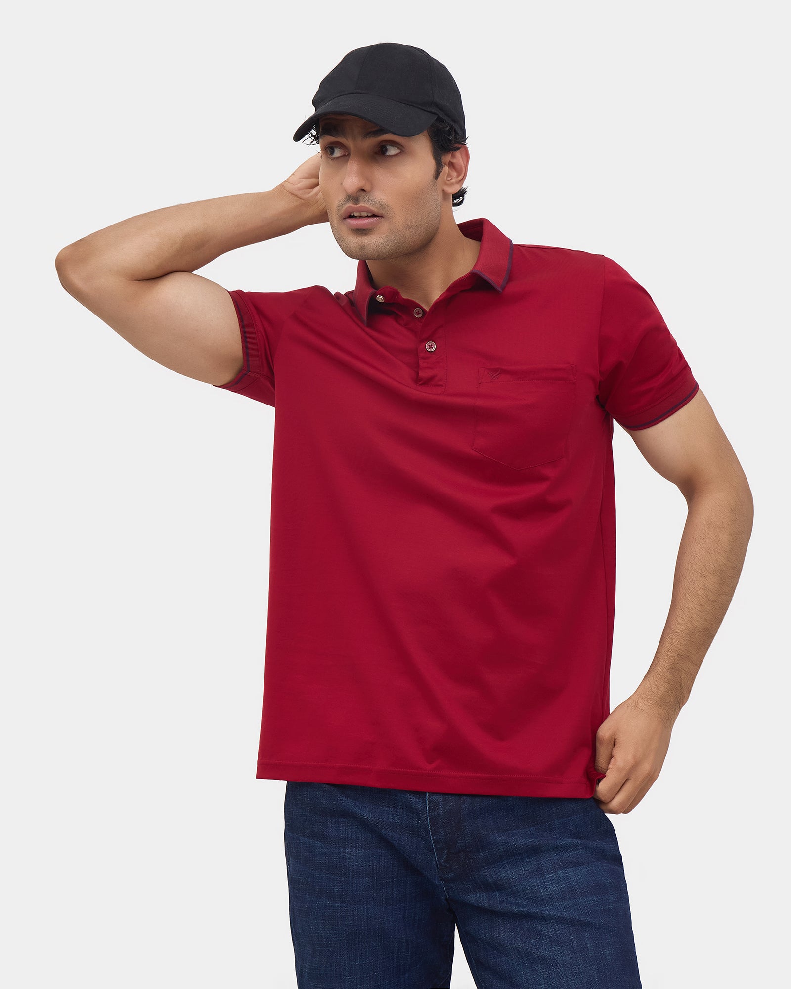 Tomato Rust Solid Polo - Ae Ryun