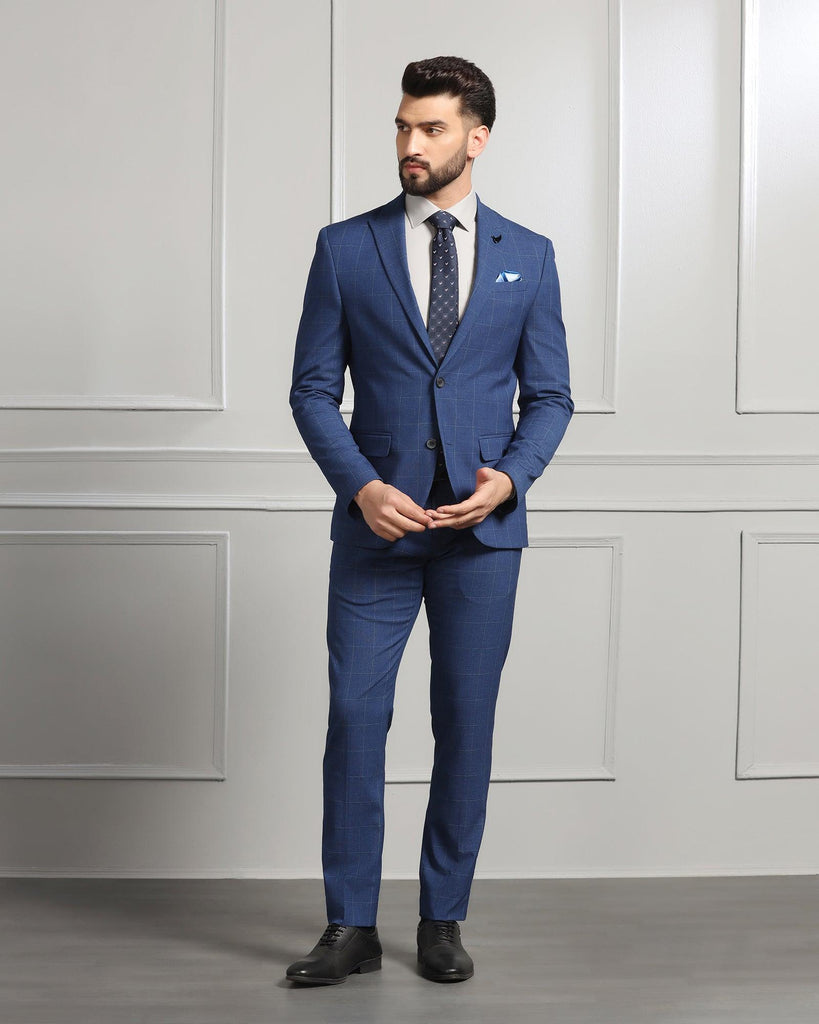 Two Piece Blue Check Formal Suit - Forex