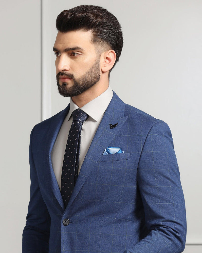 Two Piece Blue Check Formal Suit - Forex