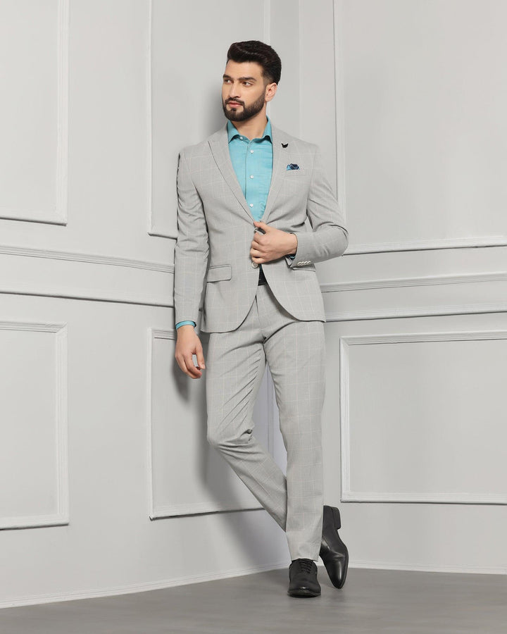 Two Piece Grey Check Formal Suit - Forex