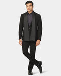 Two Piece Black Solid Formal Suit - Rostov