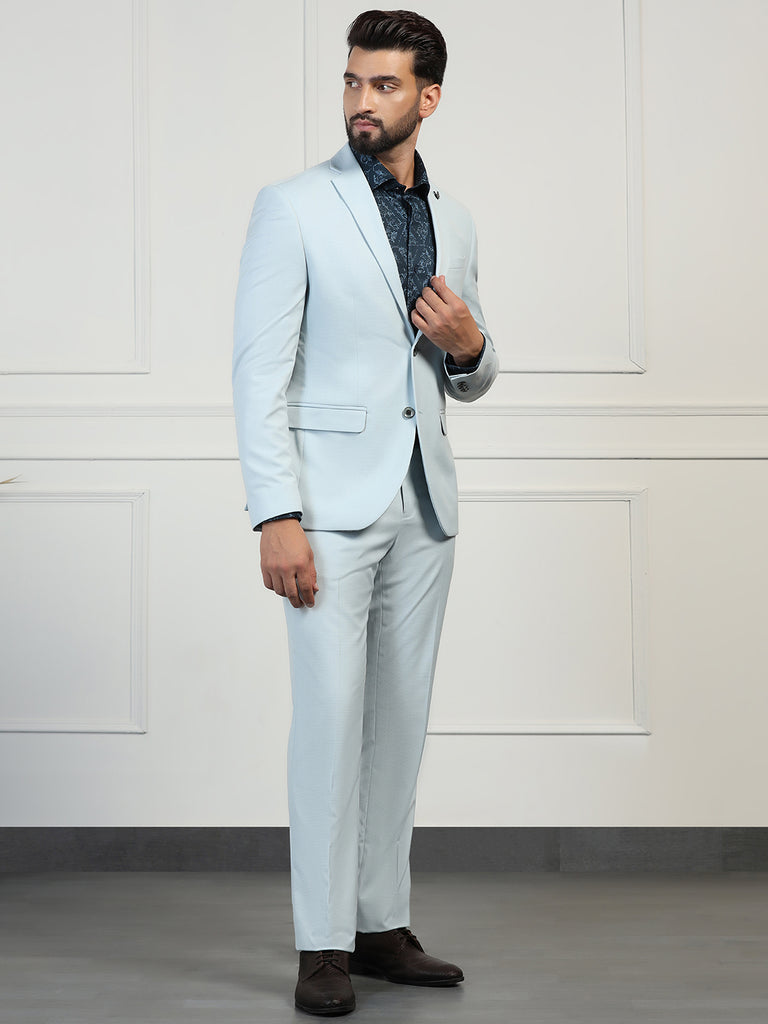 Two Piece Mint Textured Formal Suit - Zanite