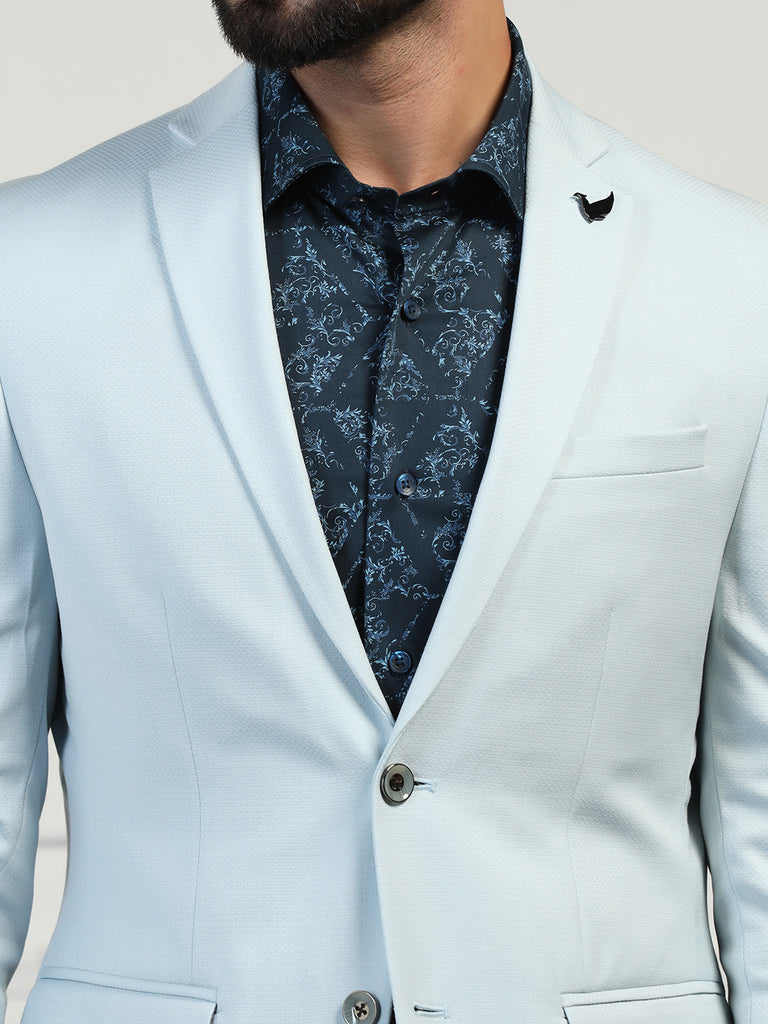 Two Piece Mint Textured Formal Suit - Zanite