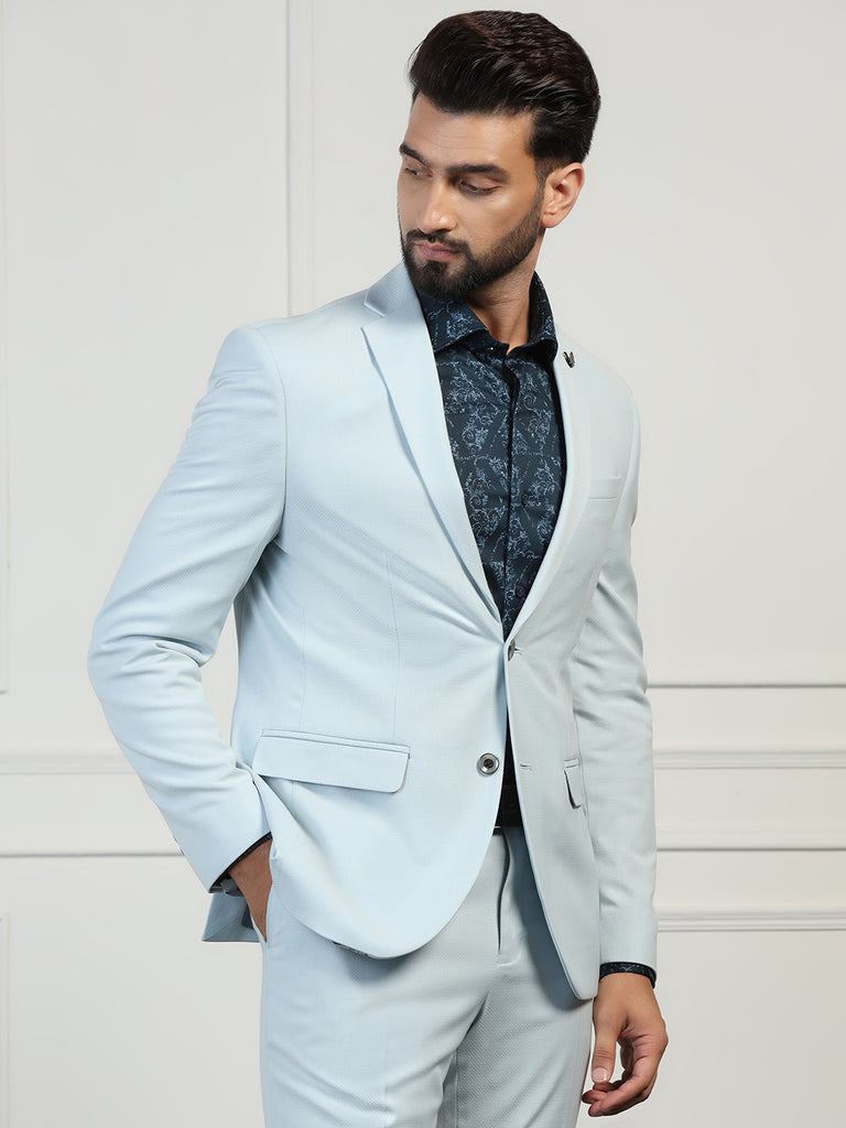 Two Piece Mint Textured Formal Suit - Zanite