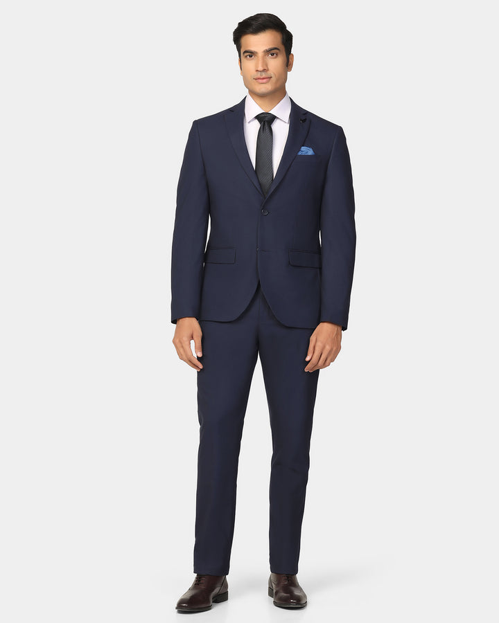 Two Piece Navy Textured Formal Suit - Dave