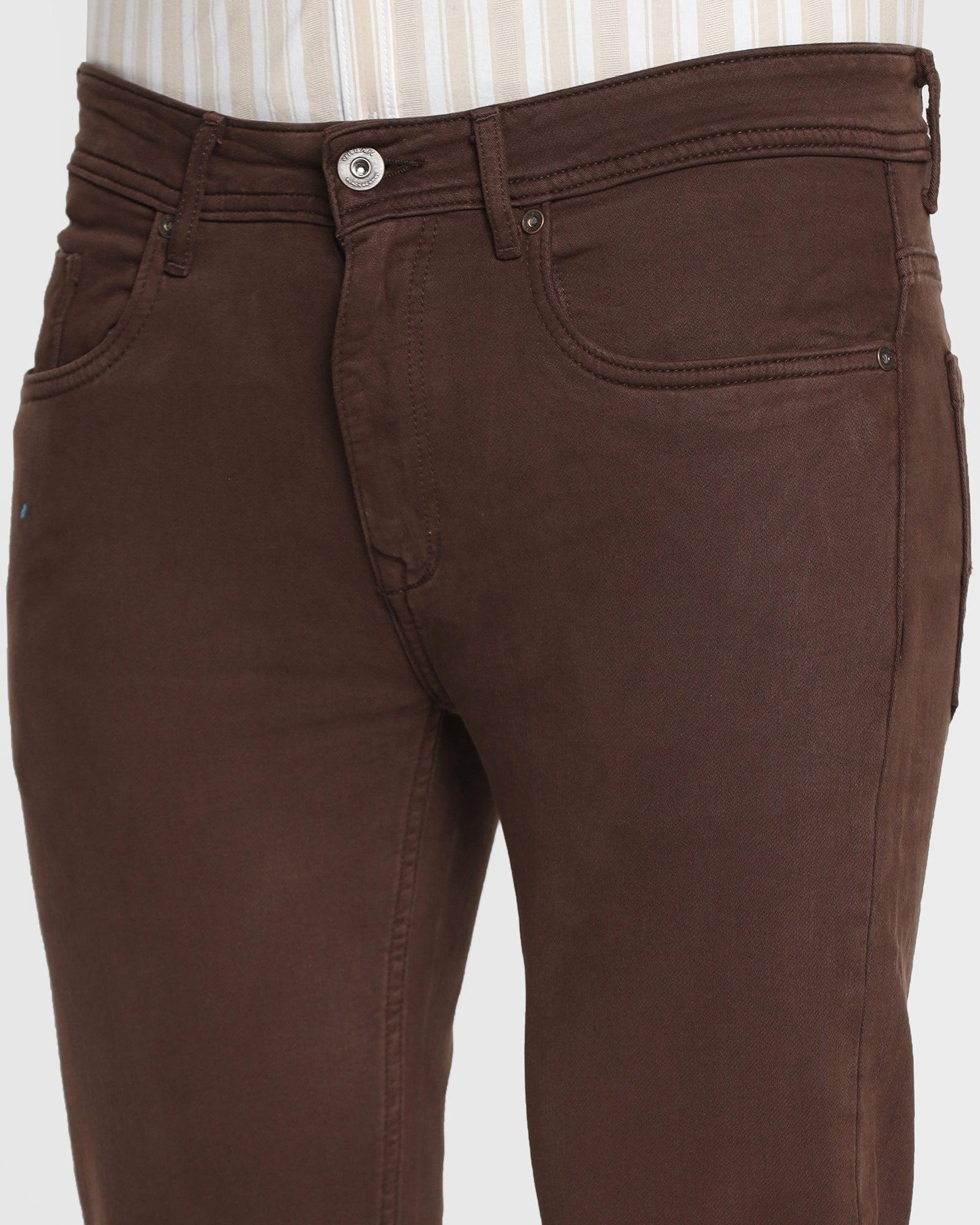 TAPA Men's Solid Brown Cotton Lycra Regular Fit Jeans – F2FMART.com