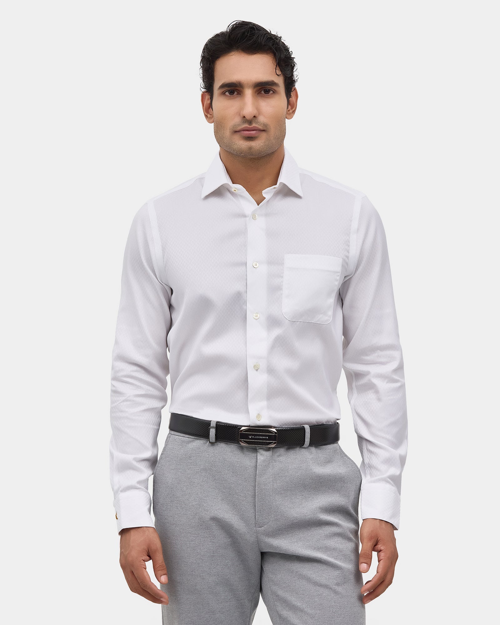 White Jacquard Shirt - Curvv