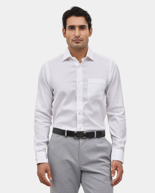 White Jacquard Shirt - Curvv