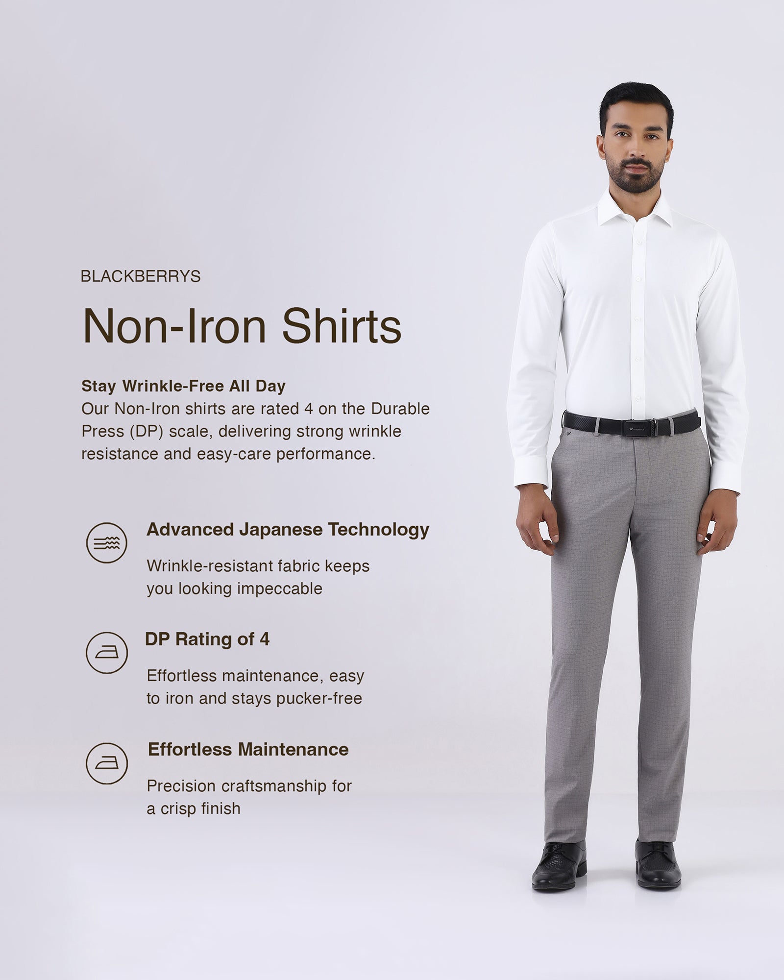 White Non Iron Solid Shirt - Electra