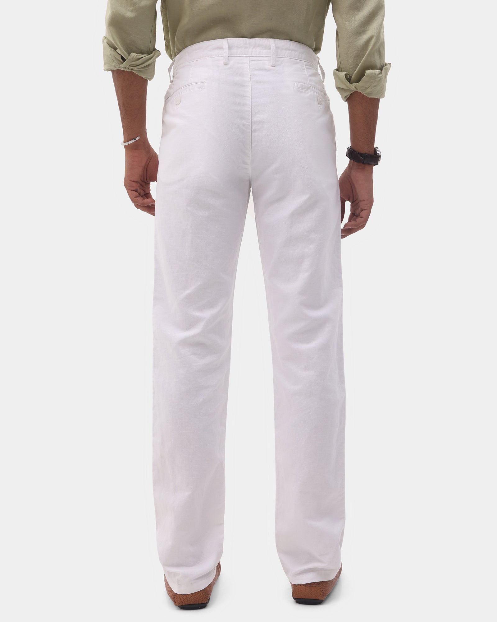 Must Haves White Solid Khakis - Kinsley