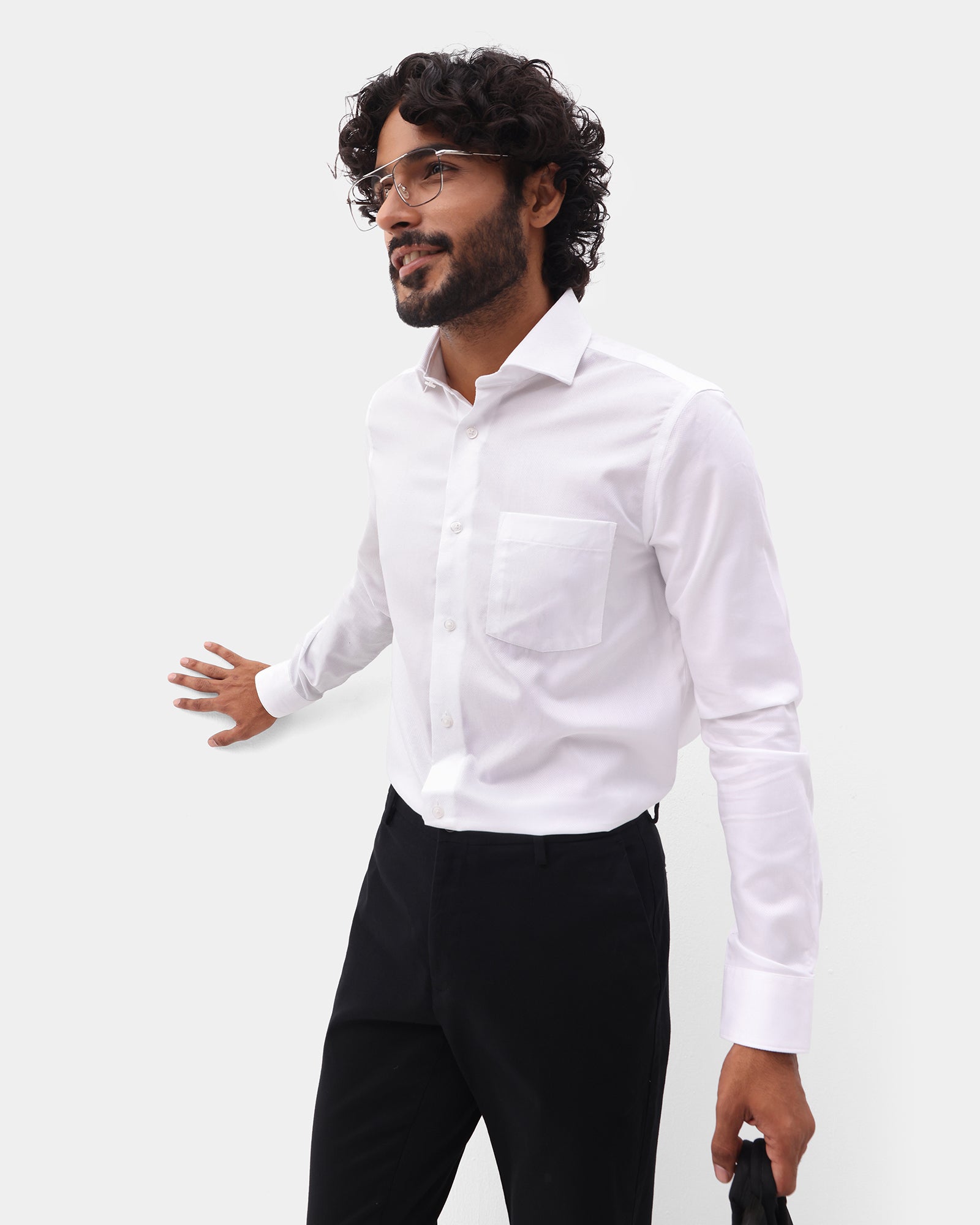 White Textured Shirt - Alvero