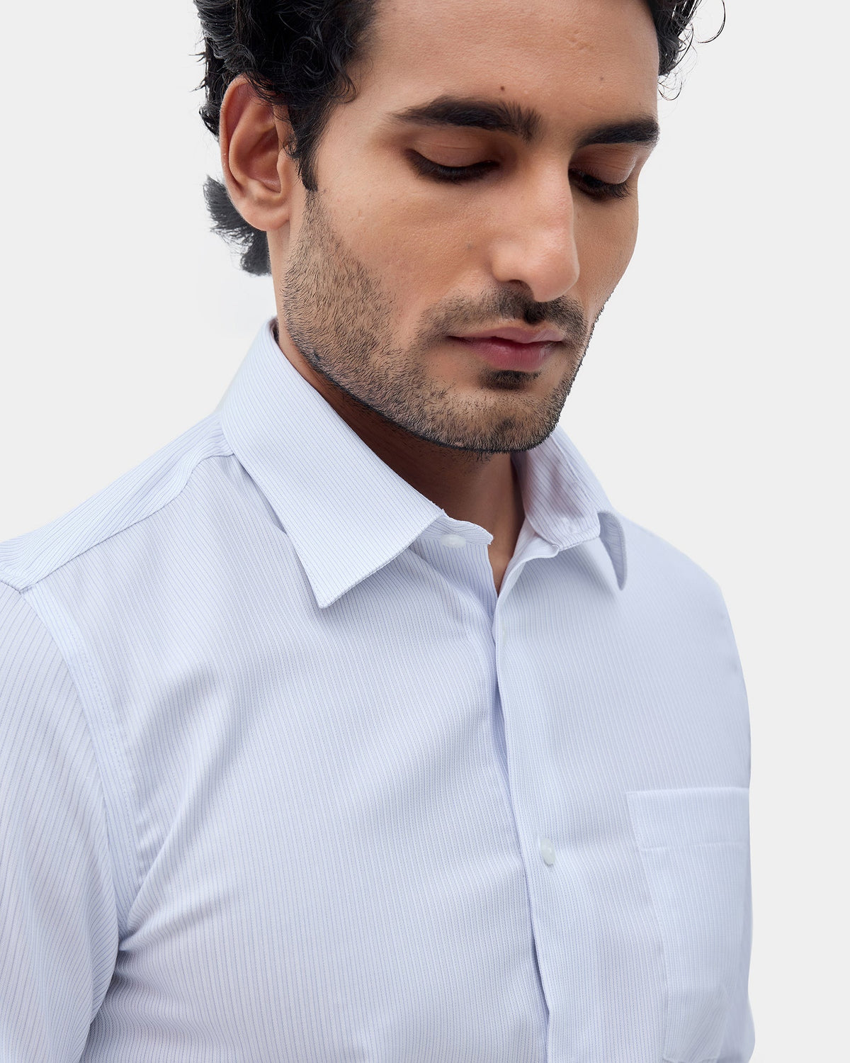 White Unwrinkle Stripe Shirt - Dutch
