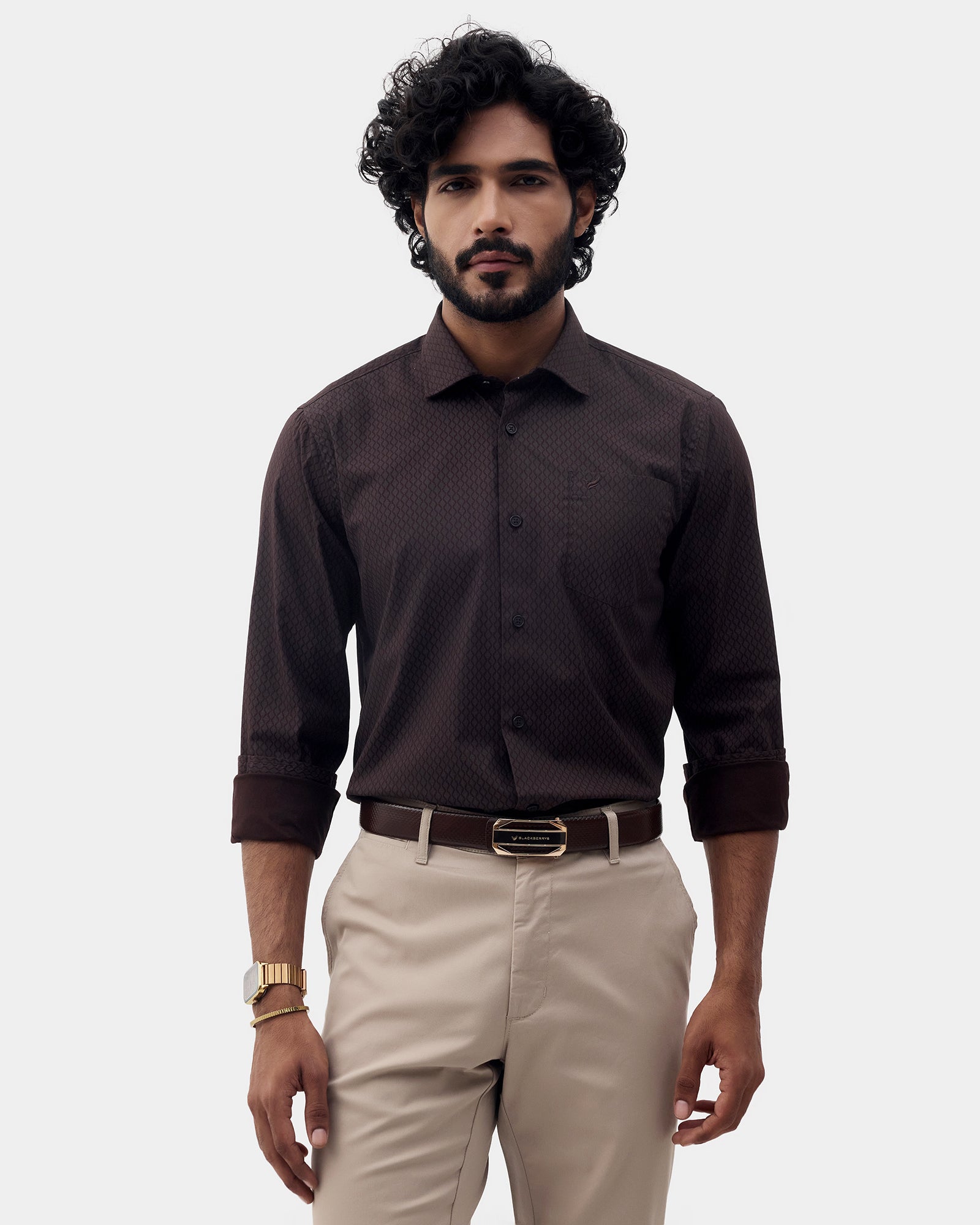 LONG SLEEVE INDIA FIT ALL OVER PRINT SHIRT