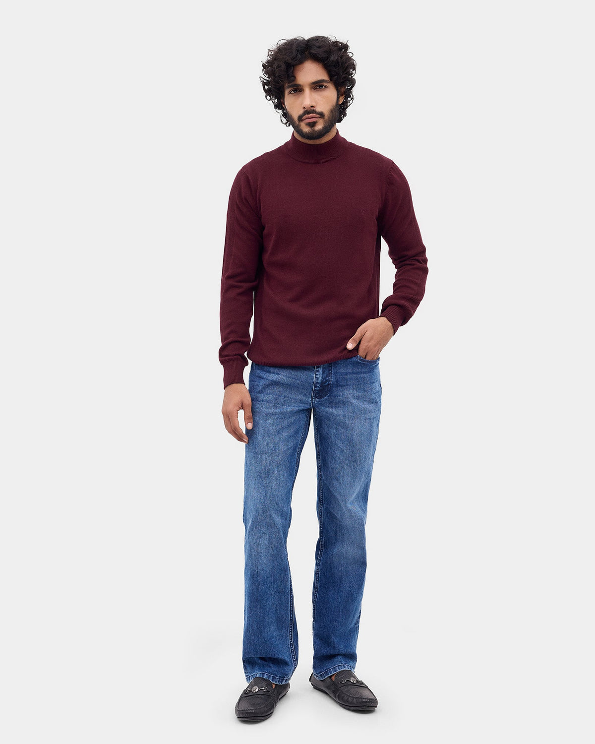 Wine Solid Sweater - Poppy