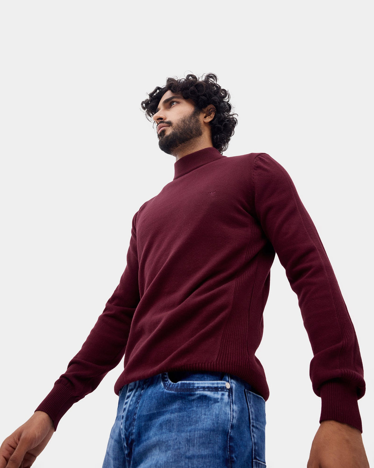 Wine Solid Sweater - Poppy