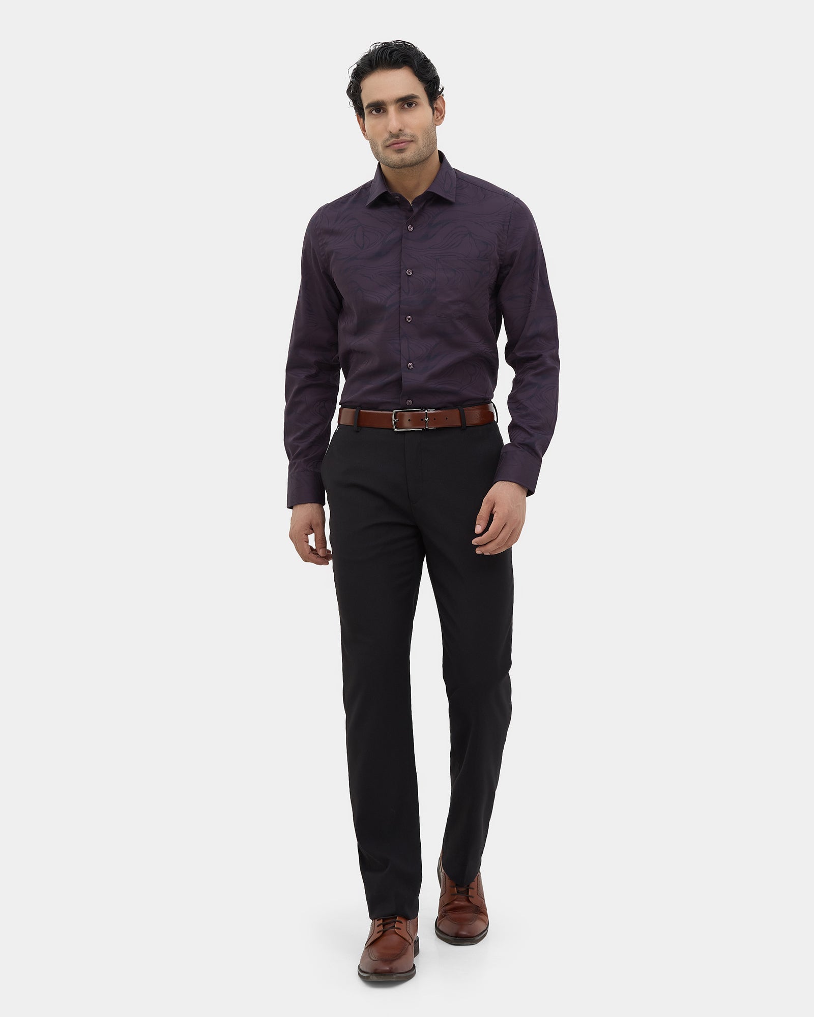 Wine Jacquard Shirt - Hexton