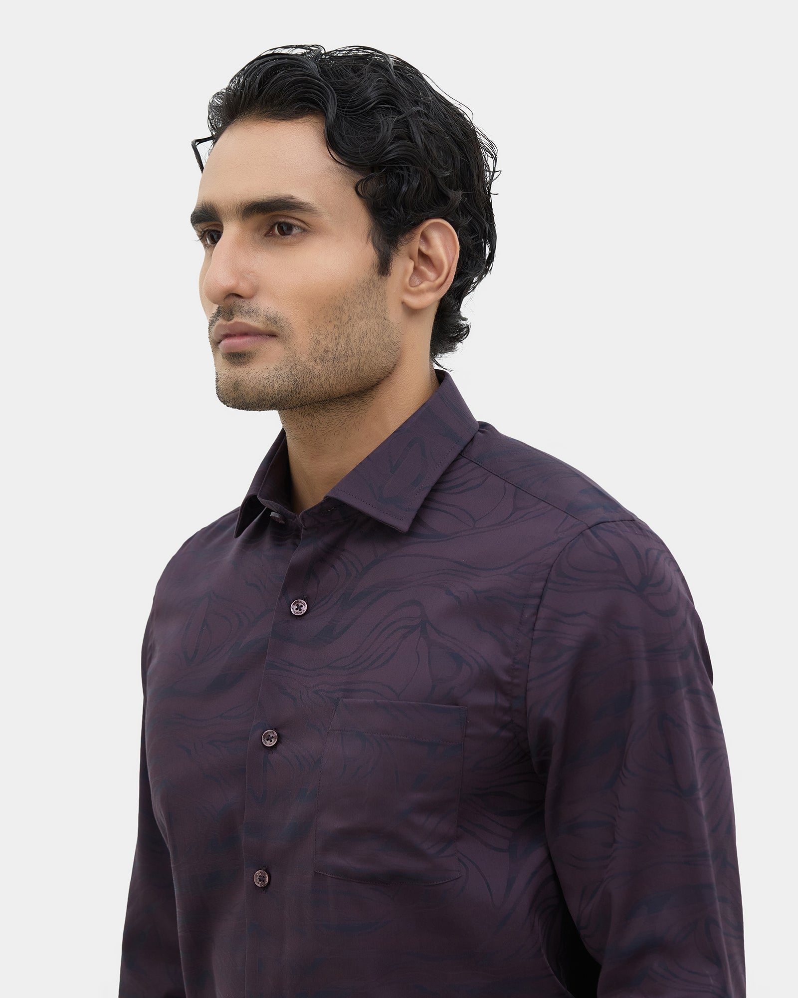 Wine Jacquard Shirt - Hexton