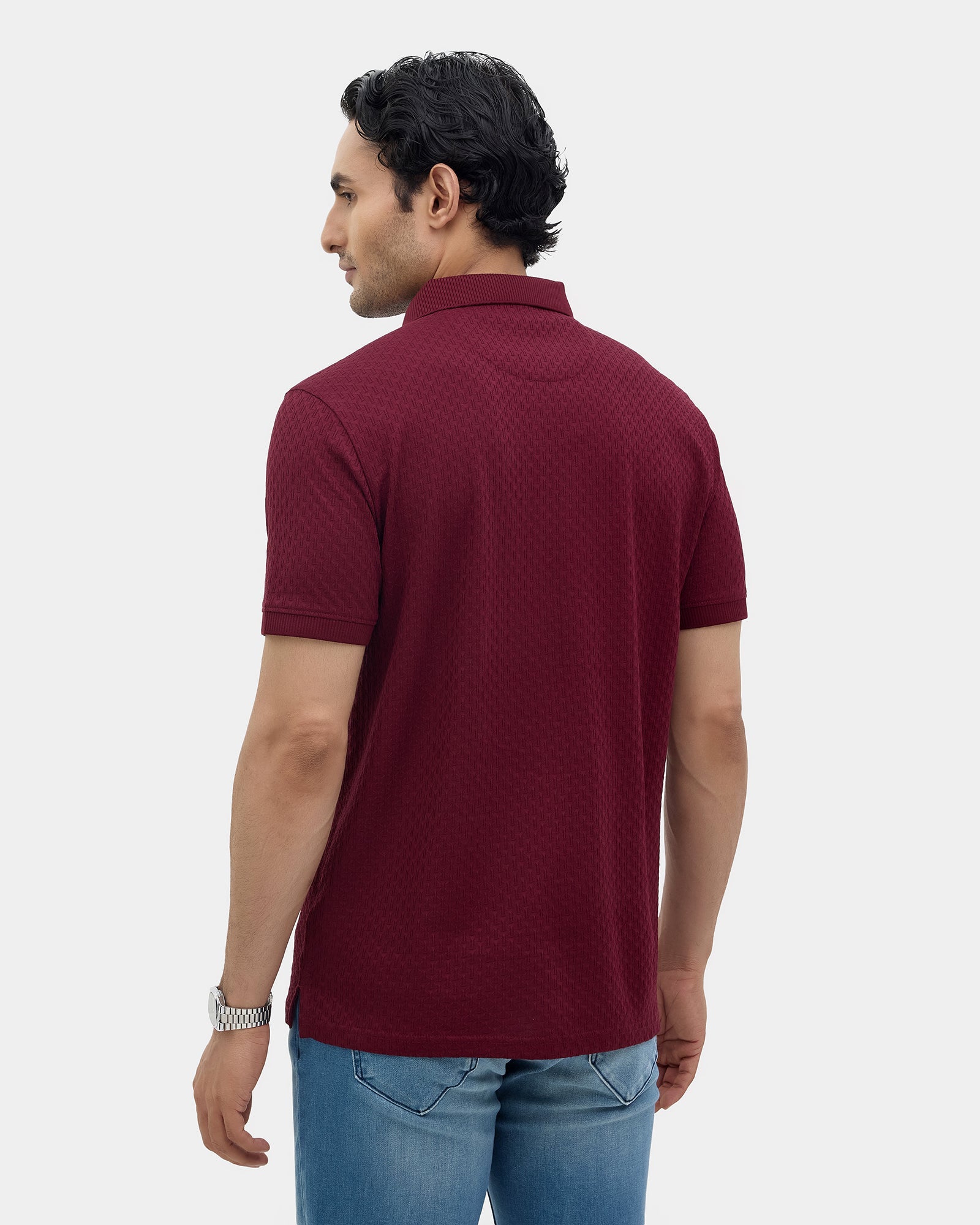 Wine Luxe Textured Polo - Delta