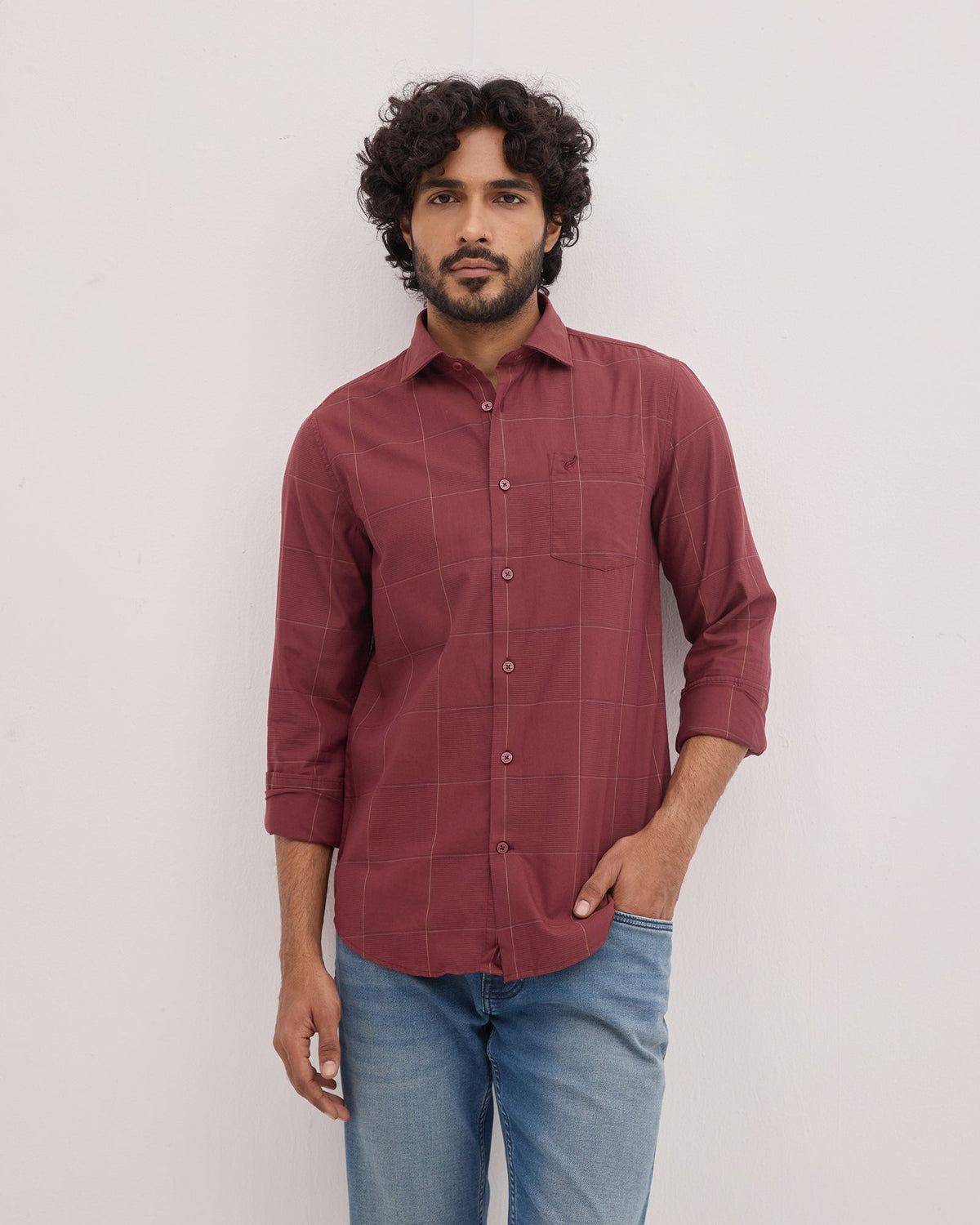 Wine Red Check Shirt - Pacsen
