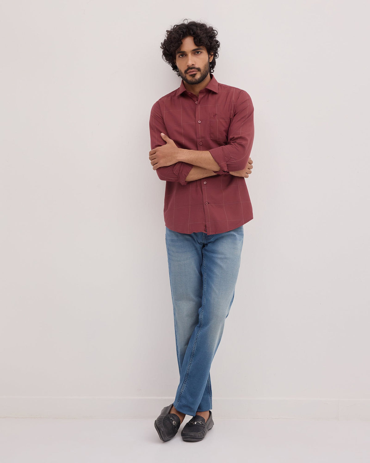 Wine Red Check Shirt - Pacsen