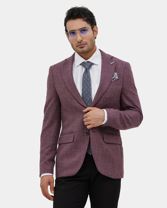 Wine Textured Blazer - Jermie