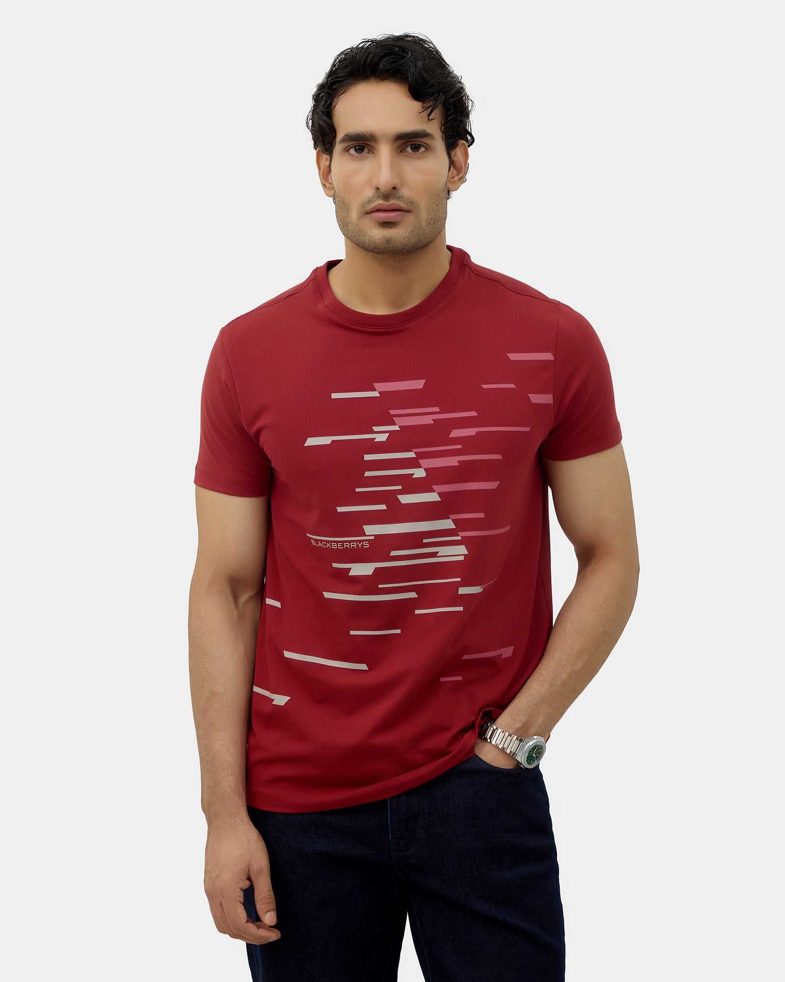 Winery Red Crew Neck Printed T-Shirt - Ryuji
