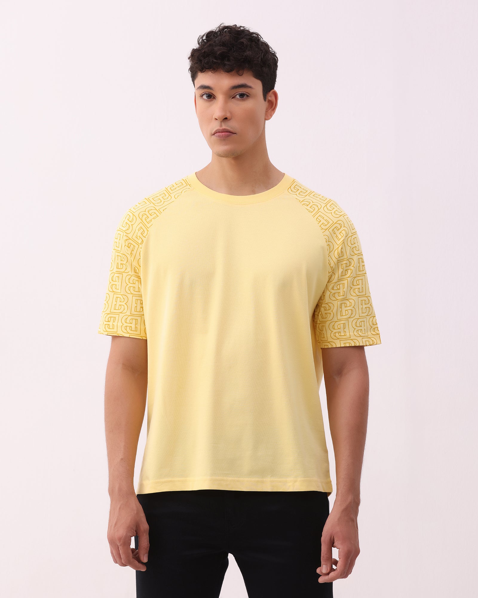 Yellow Crew Neck Printed T-Shirt - Caleb