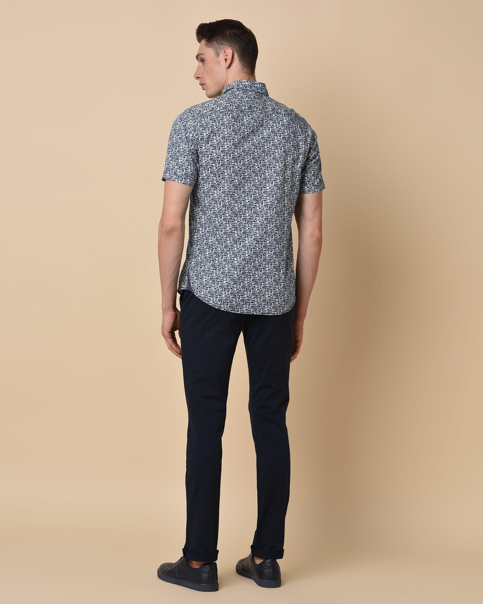 Slim Fit B-91 Casual Navy Solid Khakis - Honey - Blackberrys