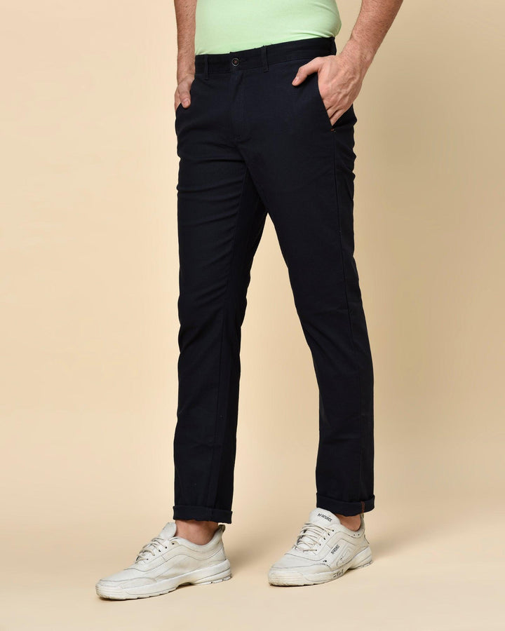 Slim Comfort B-95 Casual Navy Printed Khakis - Kansai