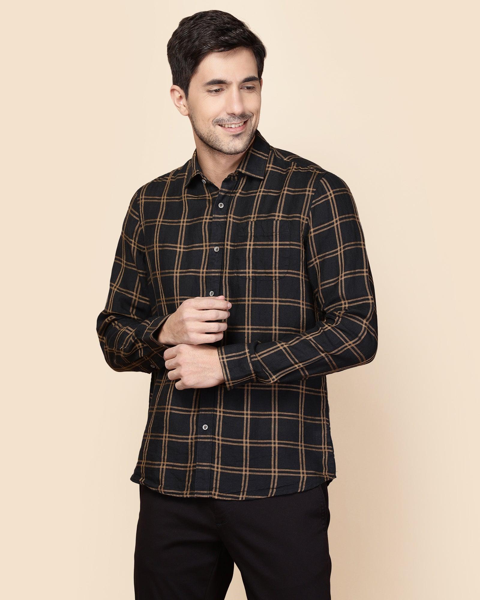 Chrétien Casual Slim Fit Shirt In Black.