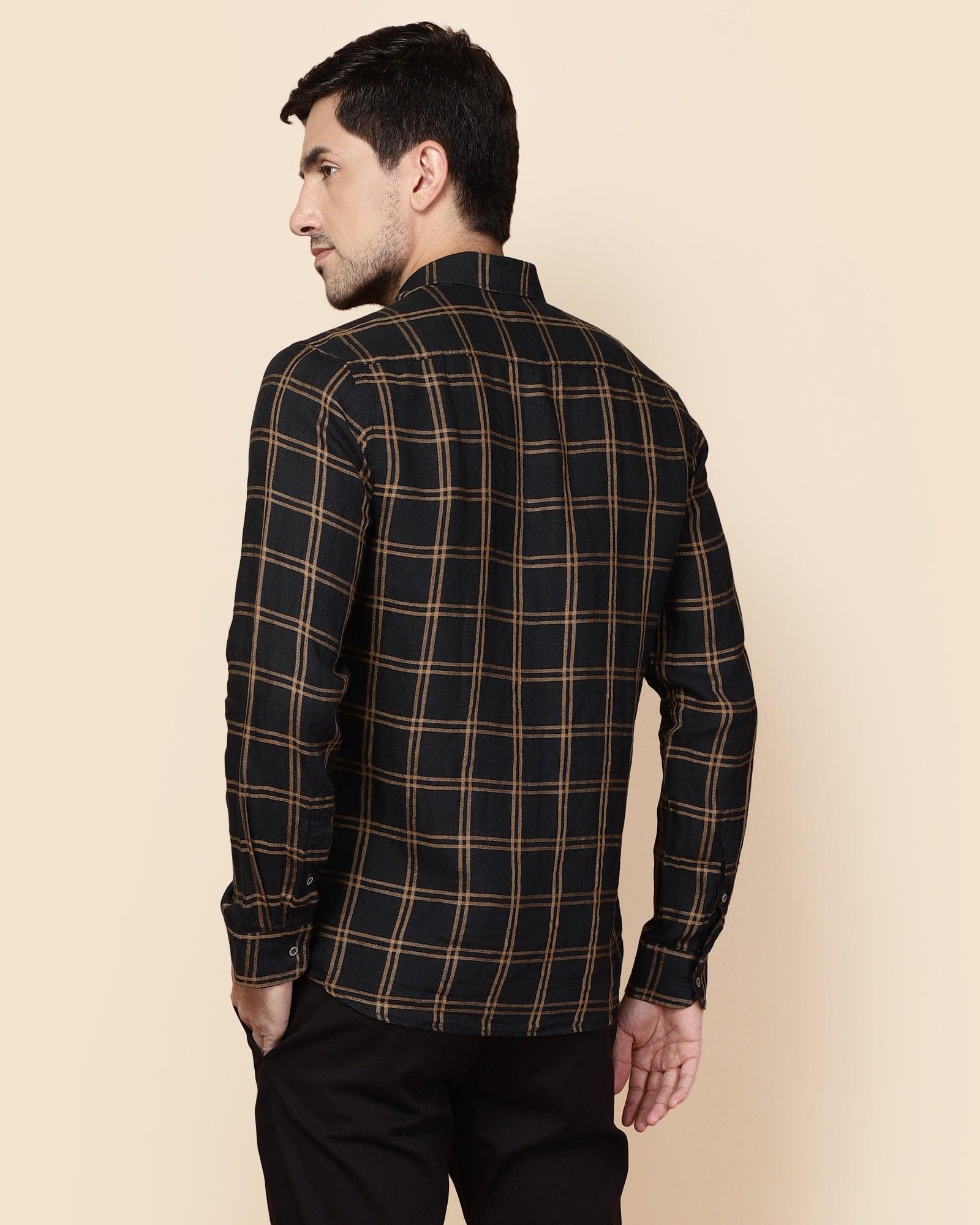 Chrétien Casual Slim Fit Shirt In Black.