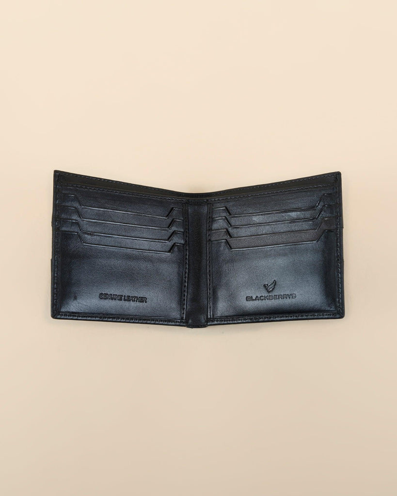 Leather Black Textured Wallet - Camron