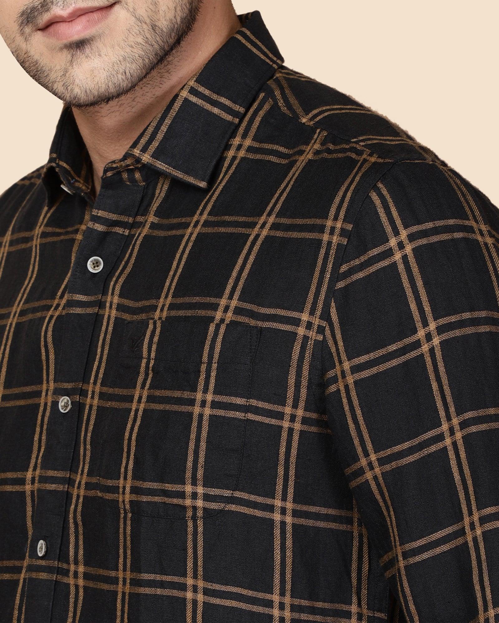 Chrétien Casual Slim Fit Shirt In Black.