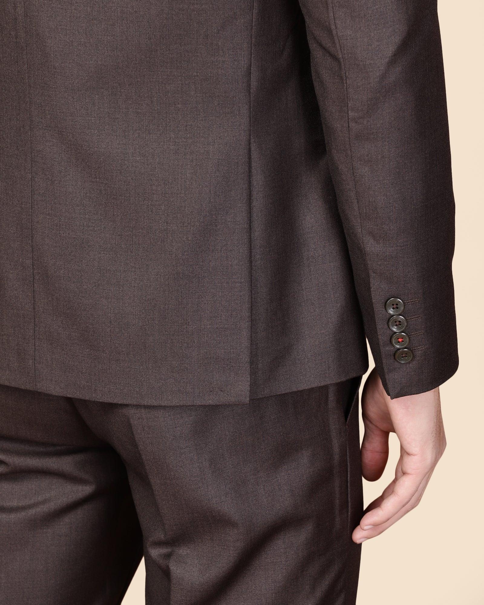 Two Piece Brown Solid Formal Suit - Gates